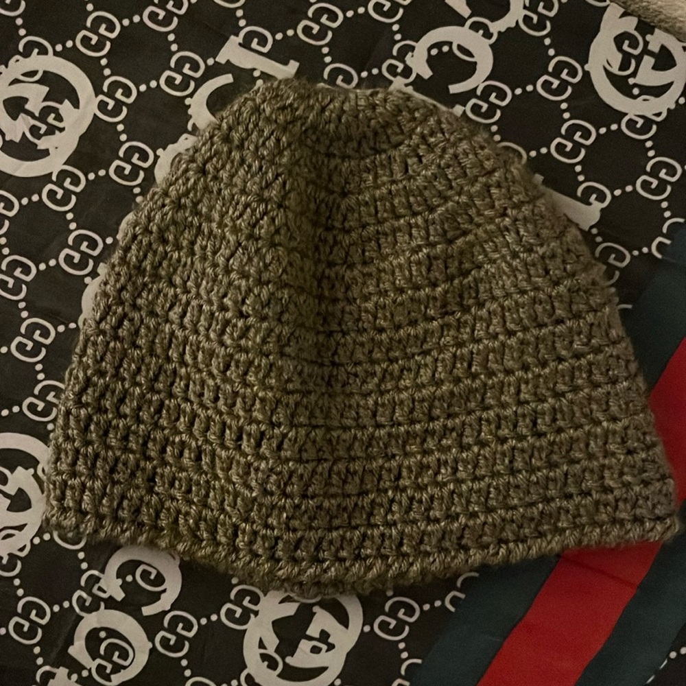Homemade crocheted beanie